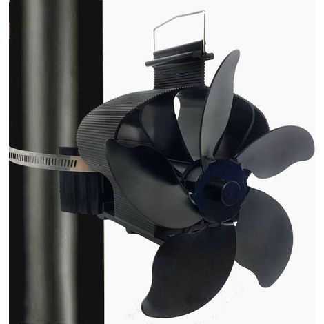 Magnetischer Holzofenventilator Mit 5 Flügeln, Verbesserter, Wärmebetriebener Kaminventilator, Leise, Mit Thermometer Für Holz/holzscheite/kamin/ersatz-ofenrohrring