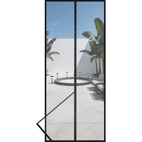 Magnetisches Fliegengitter Für Balkontüren Und Terrassentüren – Leistungsstarke Magnete, Perfekter Verschluss, Einfache Installation Ohne (110 X 210 Cm, Schwarz)