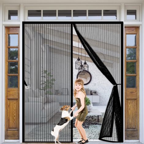 Magnetisches Moskitonetz 130 X 220 Cm, Magnetischer Vorhang Für Balkon, Großer Magnetischer Türvorhang Für Tür Oder Fenster, Schwarz