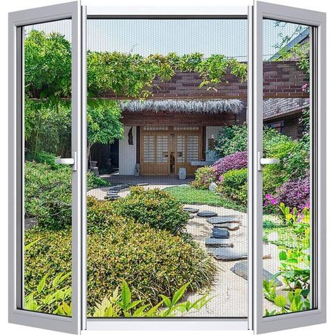 Moskitonetz Fenster 250x150 Cm (2er-set) u2013 Diy. Einstellbar Und Schneidbar u2013 Ohne Bohren. Feinmaschig u2013 Inklusive Klebeband + Cutter u2013schwarz