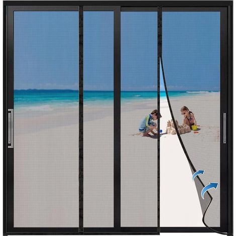Moskitonetz Für Fenstertür, 240 X 215 Cm, Schwarz, Magnetisch, Automatisch Schließend, Ultrafeiner Magnetischer Moskitonetz-vorhang Für Anti-fliegen-türinstallation Ohne Bohren Mit Klebestreifen
