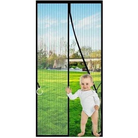 Moskitonetz, Magnetische Fliegengittertür, 80 X 210 Cm, Schwarz, Selbstdichtend, Robust, Freihändig, Fliegengittertür Mit Magneten, Türvorhang, Französische Türen Mit Magischem Aufbewahrungsgürtel