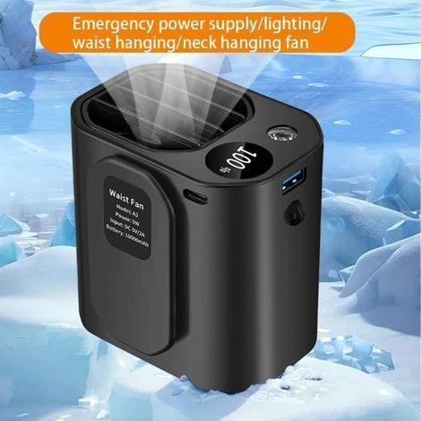 Multifunktionsventilator – A2g – Usb Wiederaufladbar – 10.000 Mah – 3 Geschwindigkeiten – Schwarz