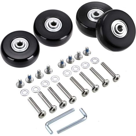Packung Mit 4 Ersatz-lenkrollen Aus Gummi Für Koffer (50 Mm X 18 Mm) Und Reparatursets (schwarz)