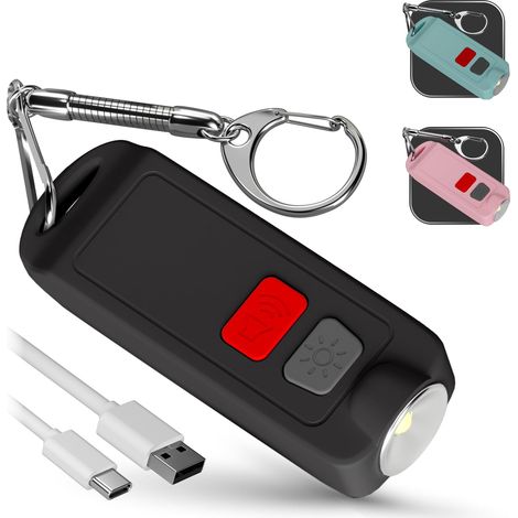 Persönlicher Alarm – Usb Wiederaufladbar, Wasserdicht, Sicherheitssirene, Schlüsselanhänger, 130 Db, Sicherheits-panikpfeife Mit Led-licht – Benachrichtigung Bei Niedrigem Batteriestand – Selbstvertei