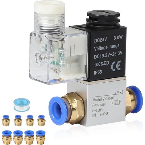 Pneumatisches Magnetventil, 24 V Dc, Elektrisches Magnetventil, 1/4 Zoll, 2 Wege, 2 Positionen, Mit Stecker, Magnetventil, Aluminium-luft-magnetventil, Druckluftventil Für 6/10 Mm Luftschlauch, Ip65