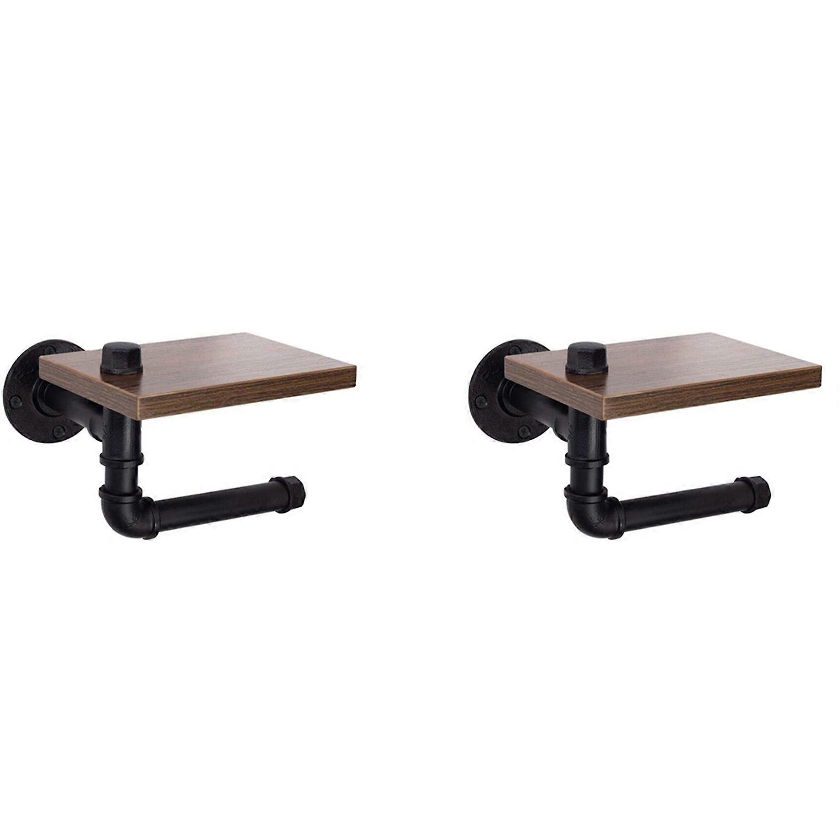 2 Porte-rouleaux De Papier Toilette Rustiques De Style Industriel, Support Flottant En Forme De Tuyau Pour La Maison/salle De Bain, Étagère Murale, B