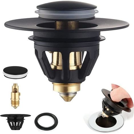 Popup-abfluss-spülbeckenstopfen Aus Edelstahl Für Universellen Waschbecken-popup-filter, 3439 Mm, Schwarz
