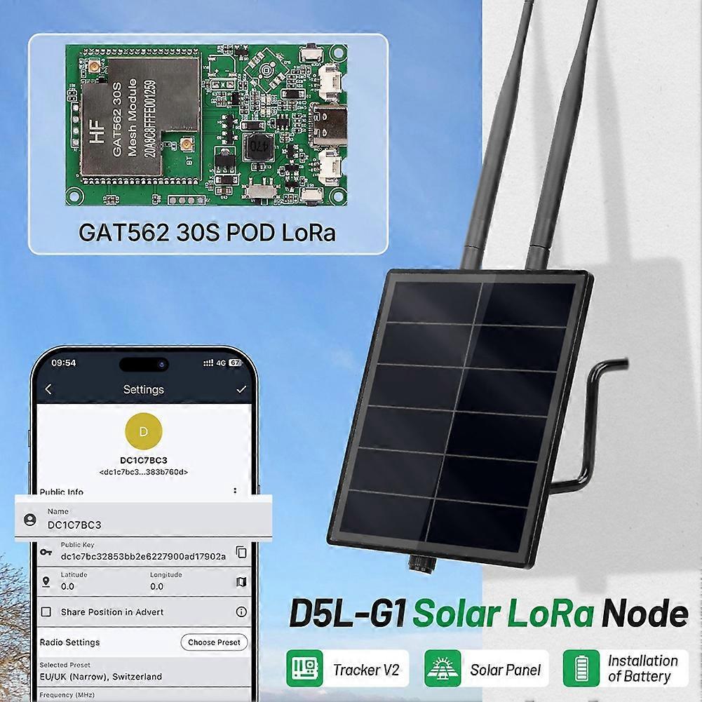 Nœud Répéteur Lora 5w Gat562 30s Meshtastic À Énergie Solaire, Carte 30 Dbi, Clignotement Lora, Nœud Meshcore Mesh 915 Mhz