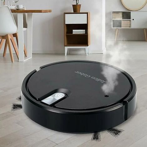 Roboter-staubsauger, 5-in-1-akku-staubsauger Mit Led-stimmungslichtern, Befeuchtungsstaubsauger, Farbe: Schwarz