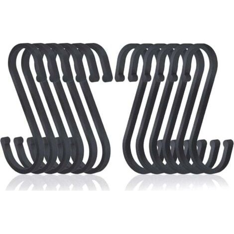 S-haken-set Mit 12 Flachen S-haken Aus Aluminium Zum Aufhängen, Metzgerhaken Mit Mattem Finish Für Küche, Schlafzimmer, Badezimmer, Büro Und Garten, Schwarz, Inhhub