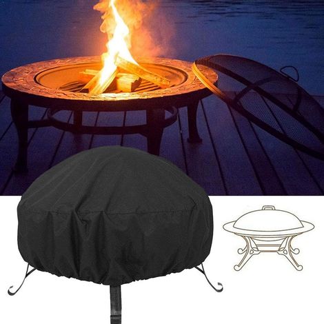 S-giant Runde Feuerstellenabdeckung, Wasserdicht, Uv-schutz, Schwarz, Outdoor-grill-staubschutz, 130 X 71 Cm