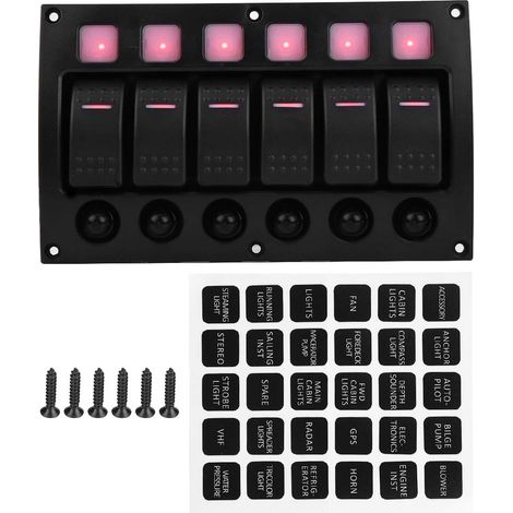 Sunxury 6p 12/24v Auto Boot Rv Yacht Wippschalter Panel Mit Led-anzeige Leistungsschalter