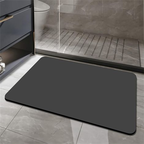 Saugfähiger Badezimmerteppich Aus Kieselgur, Minimalistischer, Einfarbiger, Rutschfester Badvorleger, Schnell Trocknend, Weich, Für Eingang, Badewanne, Haustür, Nachttisch, Sofa, Wohnzimmer (schwarz,