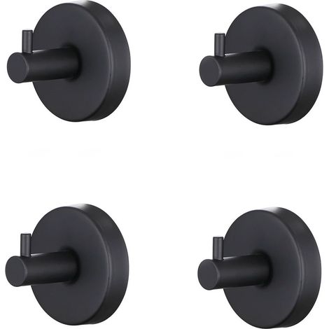 Saugnapf-haken, Badezimmer-handtuchhalter, Leistungsstarker Saugnapf, Geschirrtuchhalter, Küche, Edelstahl, Saugnapf-haken, Wand, Dusche, Krone, Bademantel, Luffa-mantel, Ohne Bohren, Schwarz, 4