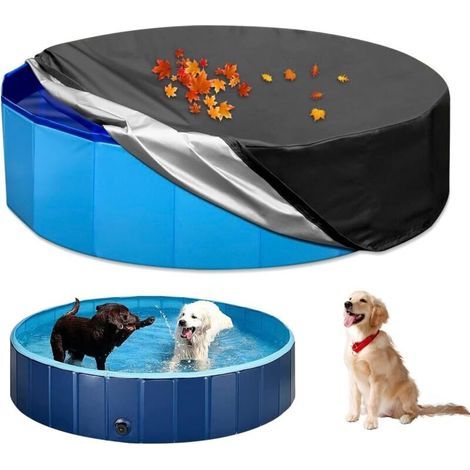 Schutzhülle Für Rundes Schwimmbad, Schwimmbadabdeckung Für Hunde Mit Kordel, 160 X 30 Cm, Faltbare Wasserdichte Schwimmbadabdeckung Oxford, Schutzhülle Für Rundes Oberirdisches Schwimmbad