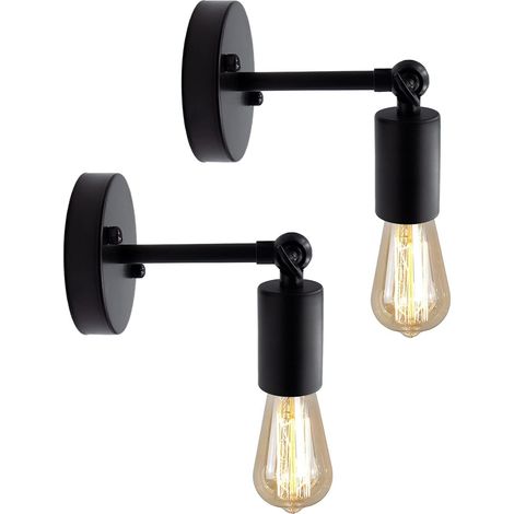 Schwarze Industrielle Wandleuchte Um 240° Verstellbar – 2er-set – E26/e27-sockel – Für Bar Und Restaurant – Rustikales Vintage-design – Galozzoit