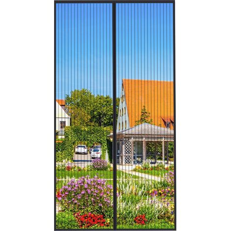 Schwarze Magnetische Moskitonetz-tür, 140 X 240 Cm, Anti-fliegen-vorhang, Klebestreifen, Automatisches Schließen, Ultrafeines Netz, Einfache Werkzeuglose Installation Für Kinder Und Haustiere