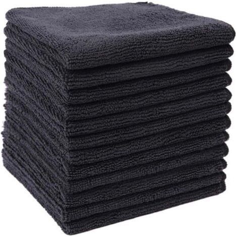 Schwarze Ultrafeine Faserlappen, Haushaltsreinigungstuch, Küchenlappen Aus Polyester-baumwolle, Scheuerschwamm (30 X 30 Cm, 12 Stück)