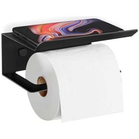 Schwarzer Toilettenpapierhalter Ohne Bohren, Selbstklebende Wandmontage, Toilettenpapierhalter Aus Edelstahl Mit Ablage, Modernes Toilettenzubehör Für Badezimmer