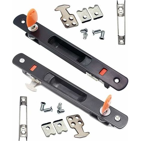 Serbien – Satz Mit 2 Schiebetürgriffen Aus Schwarzem Glas – Unterputzmontage Mit Schlüssel – Abmessungen 198 X 26,5 Mm – Für Terrassentüren Und Schränke