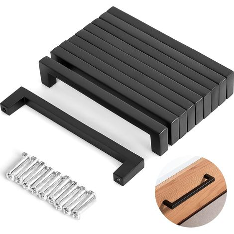 Set Mit 10 Küchenschrankgriffen, Möbelgriffen, Schubladengriffen, Schranktürgriffen, Schwarzer Edelstahl, 192 Mm Mitte Tonchean