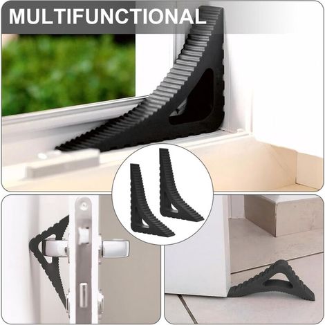 Set Mit 2 Schwarzen Fensterkeile Und Türstoppern, Stoppy Innen-/außentürstopper Aus Gummi Und Kunststoff