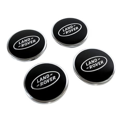 Set Mit 4 Schwarzen Zentralen Radkappen Von Land Rover Für Range Rover Sport, Evoque, Velar Und Discovery (63 Mm).