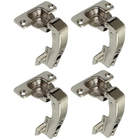 Set Mit 4 Unsichtbaren 90°-clipscharnieren – Für Eintürige Eckmöbeltüren – Mit Stoßdämpfer Und Clip – Montageöffnung 35 Mm