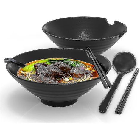 Set Mit 6 Ramenschalen Mit Einem Fassungsvermögen Von 1000 Ml – Traditionelles Japanisches Porzellanservice Mit Essstäbchen