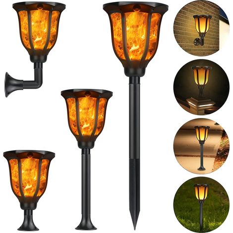 Solar-gartenleuchten, Solarleuchte Für Den Außenbereich, Ip65, Wasserdicht, Solar-fackel, Flammenlampe Für Dekoration, Garten, Terrasse, Wege, 1 Packung Gartenlampe