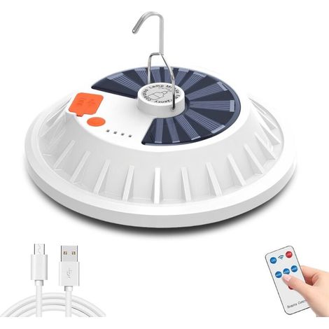 Solar-camping-licht, Usb Wiederaufladbare Led-außenleuchte Mit Fernbedienung, 5 Modi Mit Haken, Tragbare Wasserdichte Camping-laterne Für Wandern, Angeln, Notfälle