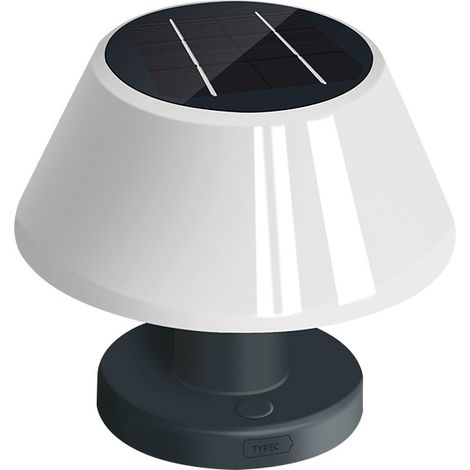 Solar-tischlampe, Kabellose Outdoor-tischlampe, Wiederaufladbar, 4500 K Verstellbar, Wasserdicht Ip44, Solarlampe Für Camping, Balkon, Restaurant, Garten
