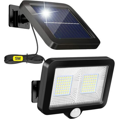 Solarlampe Für Den Außenbereich Mit Bewegungssensor, 98 Leds, Solar-spotlight-modus Für Den Außenbereich, Wasserdicht Ip65, 120° Beleuchtungswinkel Mit 5 M Kabel Für Schuppen, Garage, Garten, Balkon [