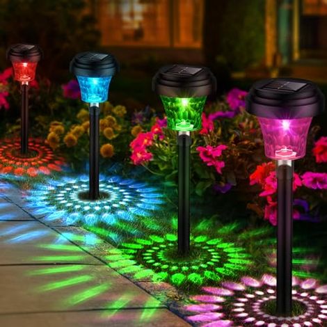 Solarleuchten Für Den Außenbereich Im Garten, 8 Stück, Für Den Garten Mit Warmem Licht Und 7 Rgb-farbwechseln, Automatisches Ein-/ausschalten, Led-gartenleuchten, Wegeleuchten, Dekorativ