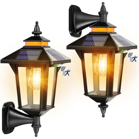 Solarleuchten Für Den Außenbereich, 2 Solar-wandleuchten Für Den Außenbereich Mit Bewegungsmelder, 3 Intelligente Modi, Leistungsstarke Außenbeleuchtung Und Wasserdicht Ip65, Vintage-stil Für Garten U
