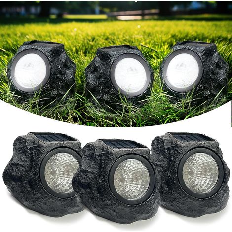 Solarstein-landschaftsleuchten – 3er-pack Wasserdichte Kunststein-solarleuchten Für Gartenwege, Bodenbeleuchtung Im Freien Mit Automatischer Ein-/ausschaltung Und Weißen Leds