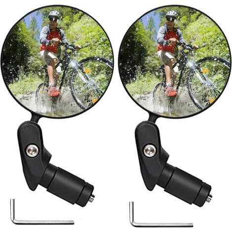 Sollbry 1 Paar Fahrradspiegel, 360° Verstellbar Für 18–22 Cm Lenker, Konvexe Weitwinkel-lenkerspiegel, Seitenspiegel Mit 2 Schlüsseln, Für Fahrrad, Mtb, Kursfahrrad