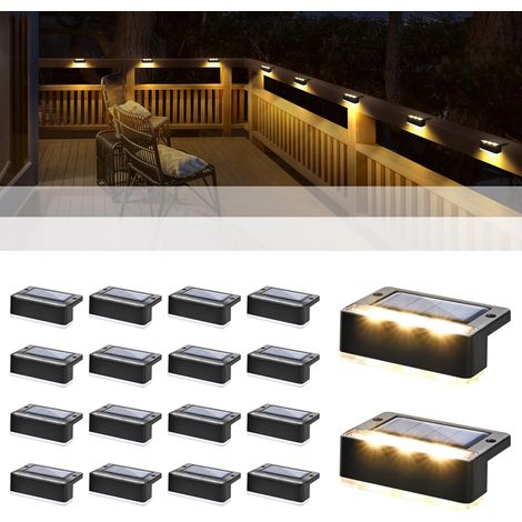 Solpex Solarleuchten Für Den Außenbereich, Zaunleuchten, Ip65 Wasserdicht, Led-außenleuchten Für Deck, Veranda, Treppen, Hof, Garten, Terrasse, Pool (schwarz, Warmweiß)