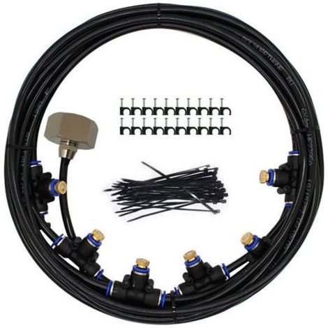 Sprühgerät Für Den Außenbereich, 9 M, Terrasse, Mit 11 Düsen + 2 Ersatzdüsen + 3/4-zoll-messingadapter Für Terrasse, Garten, Gewächshaus, Trampolin, Wasserpark-kzq