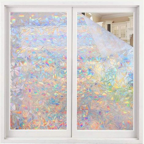 Tonchean Fensterfolie, Elektrostatische Fensterfolie Mit Regenbogeneffekt, Dekorative Sichtschutz-fensterfolie, 3d-anti-uv-fensterfolie, Ideale Verdunkelungsfensterfolie Für Schlafzimmer,