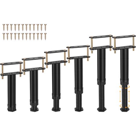 Tonysa Set Mit 6 Höhenverstellbaren Bettstützbeinen, Geeignet Für 18–32 Cm Breite Bettrahmen, Bettmittellatten Und Möbelstützbeine, Installation Ohne Bohren