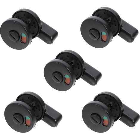 Topbathy 5er-pack Toilettentürschlösser Für Öffentliche Toiletten, Offen-/geschlossen-anzeige, Drehbarer Riegel Aus Schwarzem Kunststoff, Hardware-zubehör Für Sanitärkabinen