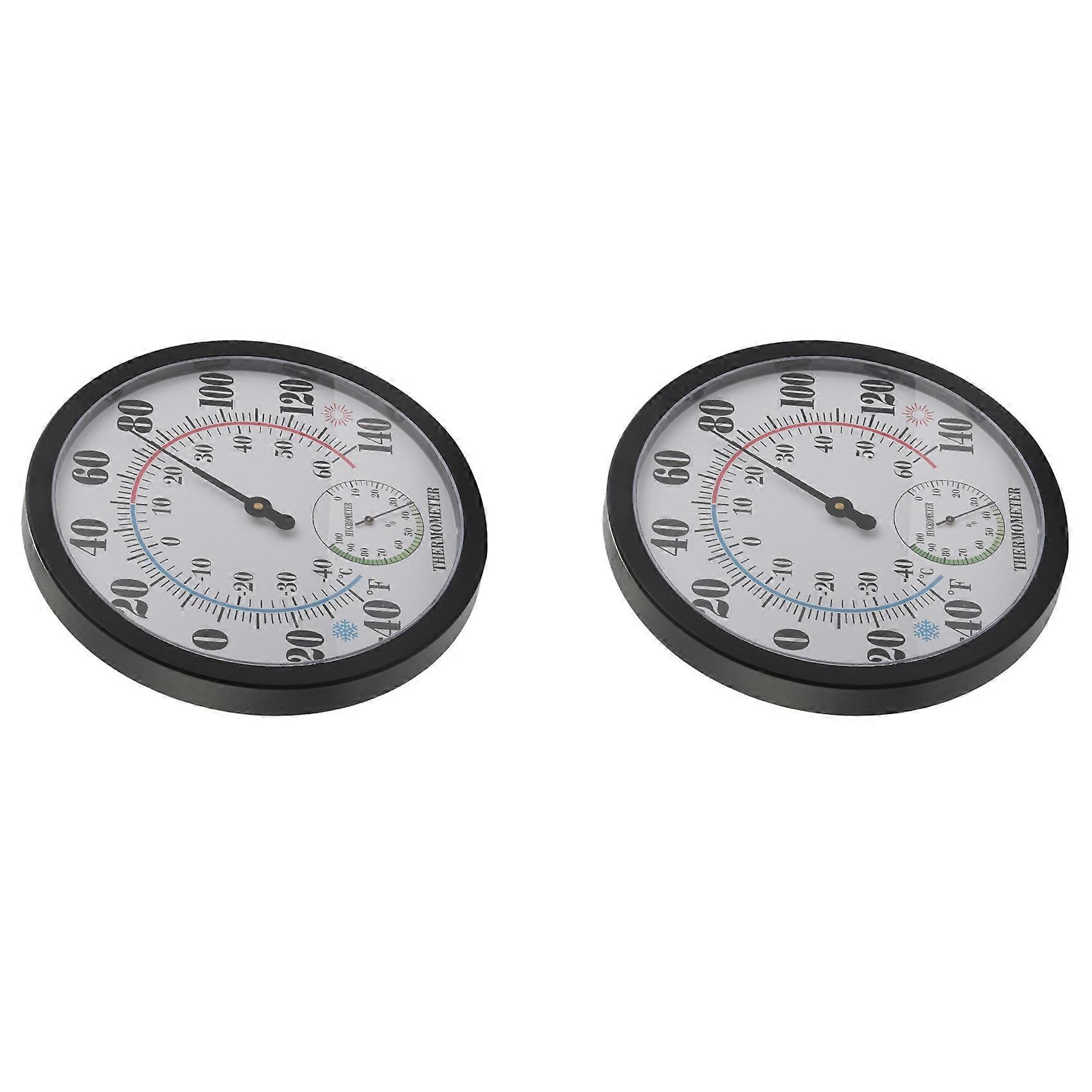 2 Thermomètres/hygromètres De 25 Cm (10 Pouces) Pour Intérieur Et Extérieur, Pour Terrasse Ou Décoration Murale, Sans Piles.