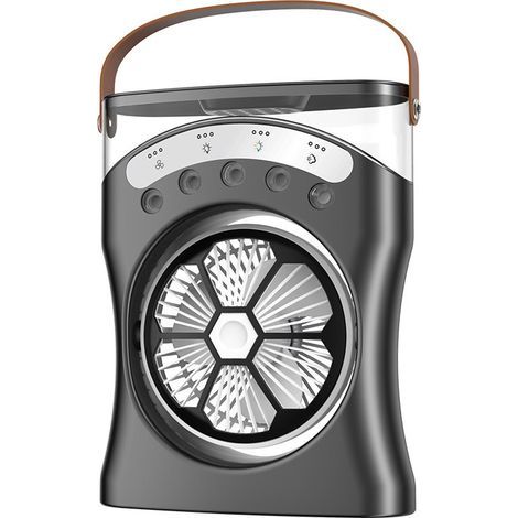 Tischventilator – Zerstäuber-luftbefeuchter – Tisch-luftkühler – Mit Nachtlicht – Tragbarer Usb-ventilator – Schwarz