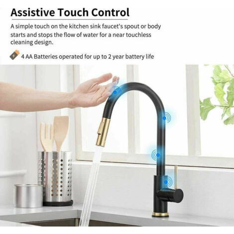 Touchscreen-küchenarmatur – 360°-ausziehbrause – Zwei Strahlarten – Mattschwarzer Edelstahl – Elegante Und Langlebige Mischbatterie