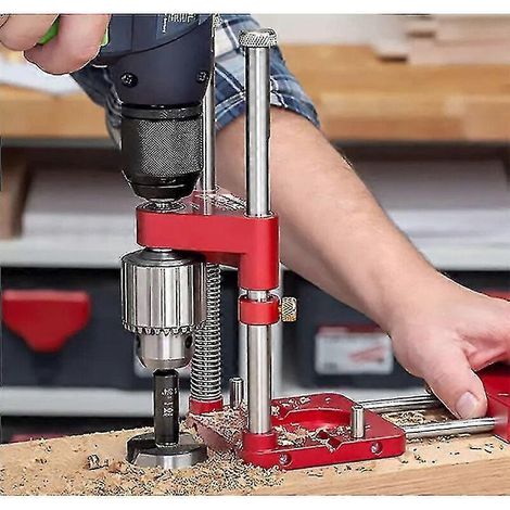 Tragbare Und Präzise Bohrlehre Für Tischlerei Und Holzbearbeitung. Modell: Schwarz.