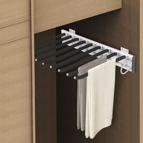 Trimec – Schiebe-hosenbügel Aus Edelstahl – 9 Rutschfeste Ausziehbare Stangen – Maße 46 X 32,6 Cm – Für Schränke ≥ 48 Cm Tiefe