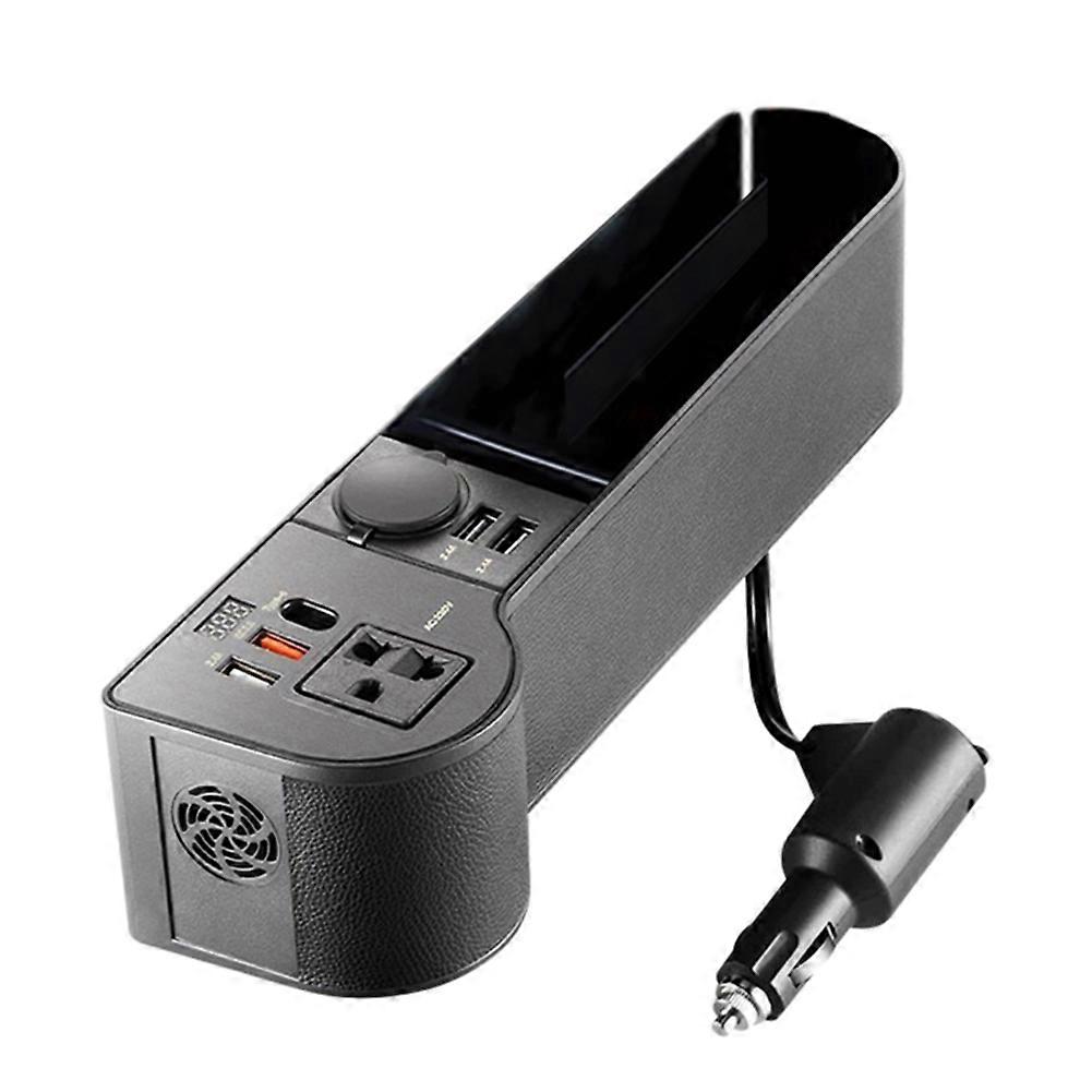 Organisateur De Rangement Pour Sièges Auto, 12 V À 220 V, Boîte De Rangement Latérale Pour Console Centrale, 4 Ports Usb, Charge Rapide Qc3.0 Pour Smartphone