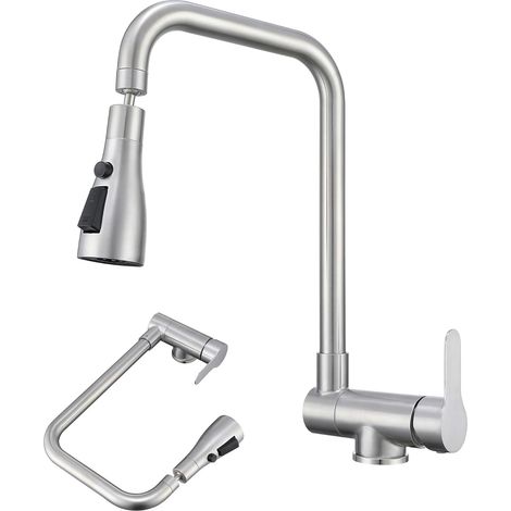 Union – Zusammenklappbarer Küchenmischer Aus Edelstahl 304 – 3 Düsen – Um 90° Klappbar Für Fenster – Einfache Installation Unter Der Spüle
